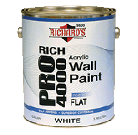 Richard's Paint #9600 Series, Rich Pro 4000 Interior Acrylic Wall Paint - Flat