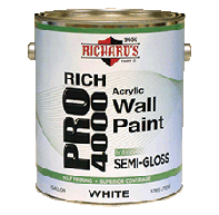 Richard's Paint #9650 Series, Rich Pro 4000 Interior Acrylic Wall Paint - Semi-Gloss